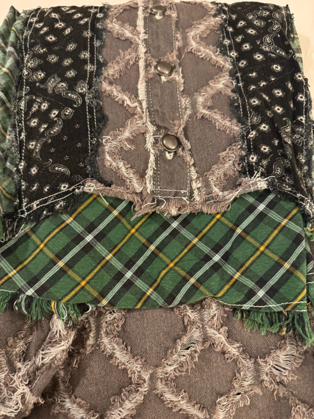 🤎NEW POL Textured Shacket Green & Brown Patchwork- Beautiful 💚 - Picture 3 of 7